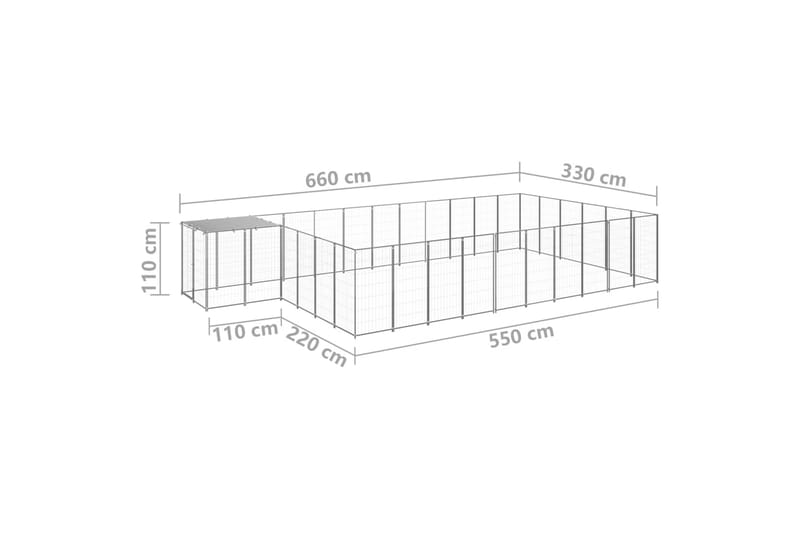 Koiranhäkki hopea 19,36 m² teräs - Hopea - Koirien kalusteet - Koiraportti & koira-aitaus