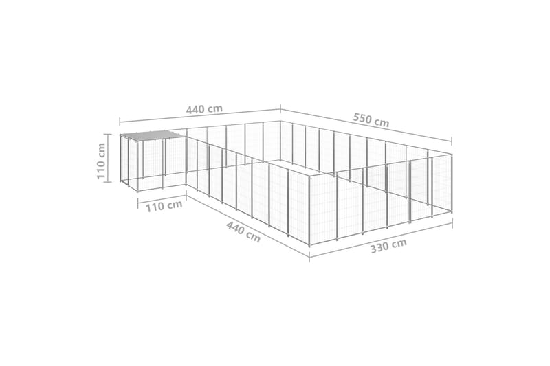 Koiranhäkki hopea 19,36 m² teräs - Hopea - Koirien kalusteet - Koiraportti & koira-aitaus