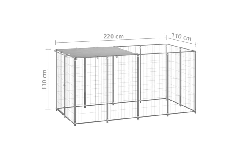 Koiranhäkki hopea 2,42 m² teräs - Hopea - Urheilu & vapaa-aika - Eläimille - Koira - Koirien kalusteet