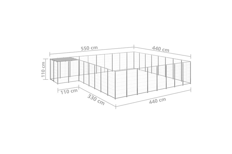 Koiranhäkki hopea 20,57 m² teräs - Hopea - Urheilu & vapaa-aika - Eläimille - Koira - Koirien kalusteet