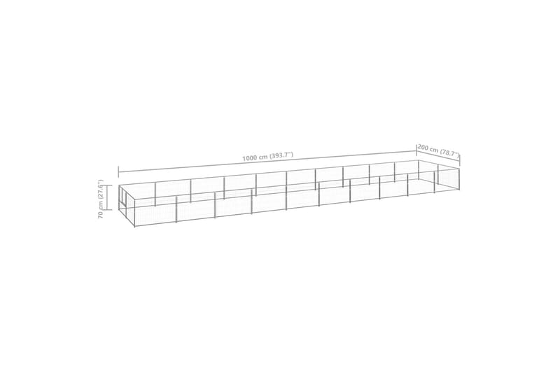 Koiranhäkki hopea 20 m² teräs - Hopea - Koirien kalusteet - Koiraportti & koira-aitaus