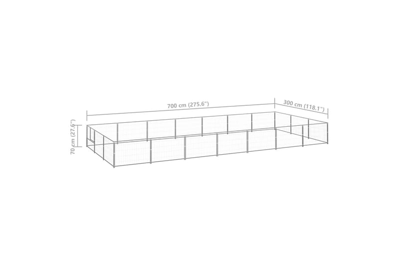 Koiranhäkki hopea 21 m² teräs - Hopea - Urheilu & vapaa-aika - Eläimille - Koira - Koirien kalusteet