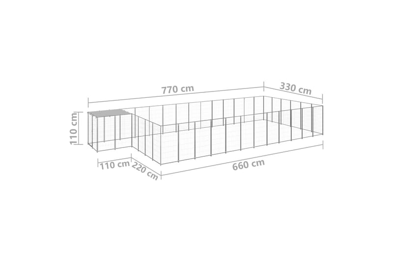 Koiranhäkki hopea 22,99 m² teräs - Hopea - Koirien kalusteet - Koiraportti & koira-aitaus