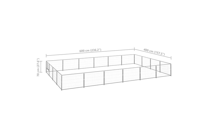 Koiranhäkki hopea 24 m² teräs - Hopea - Urheilu & vapaa-aika - Eläimille - Koira - Koirien kalusteet