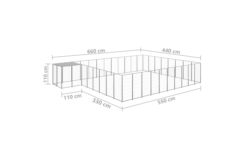 Koiranhäkki hopea 25,41 m² teräs - Hopea - Urheilu & vapaa-aika - Eläimille - Koira - Koirien kalusteet