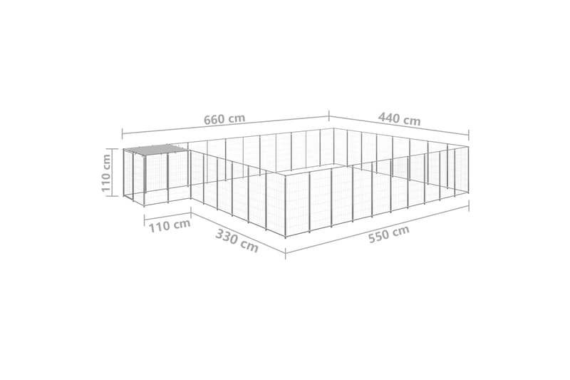 Koiranhäkki hopea 25,41 m² teräs - Hopea - Koirien kalusteet - Koiraportti & koira-aitaus