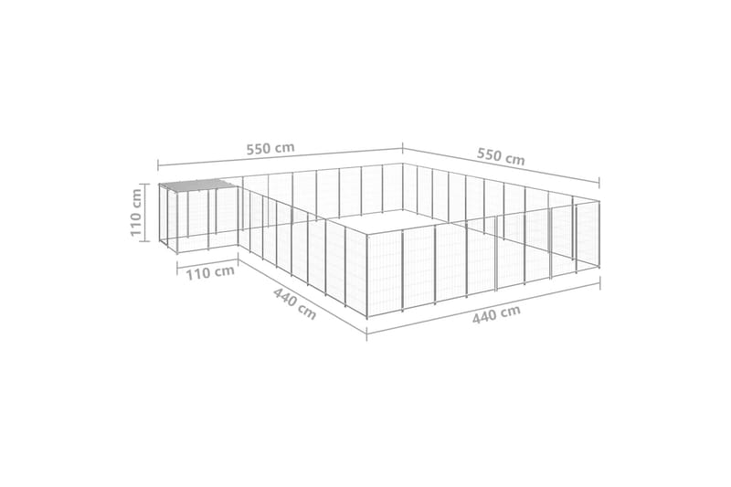 Koiranhäkki hopea 25,41 m² teräs - Hopea - Koirien kalusteet - Koiraportti & koira-aitaus