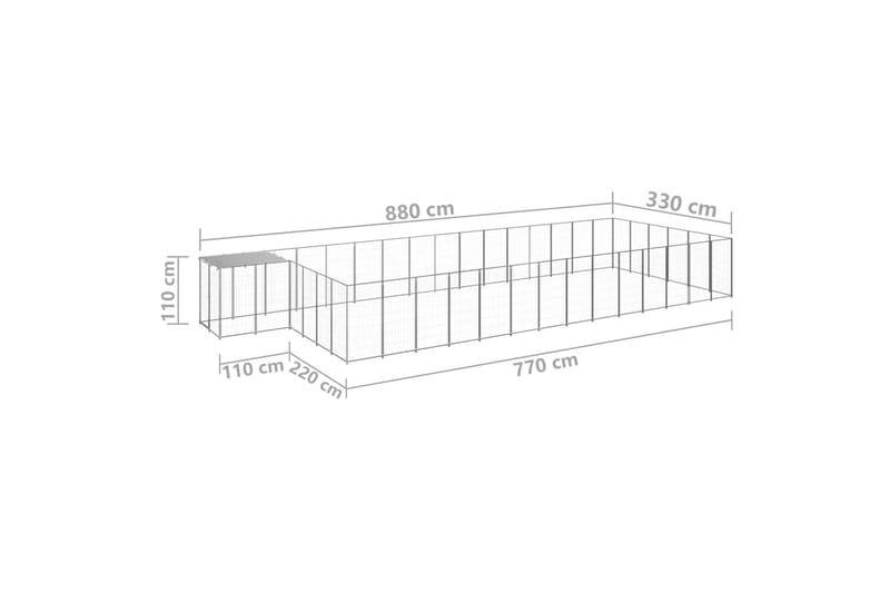 Koiranhäkki hopea 26,62 m² teräs - Hopea - Urheilu & vapaa-aika - Eläimille - Koira - Koirien kalusteet