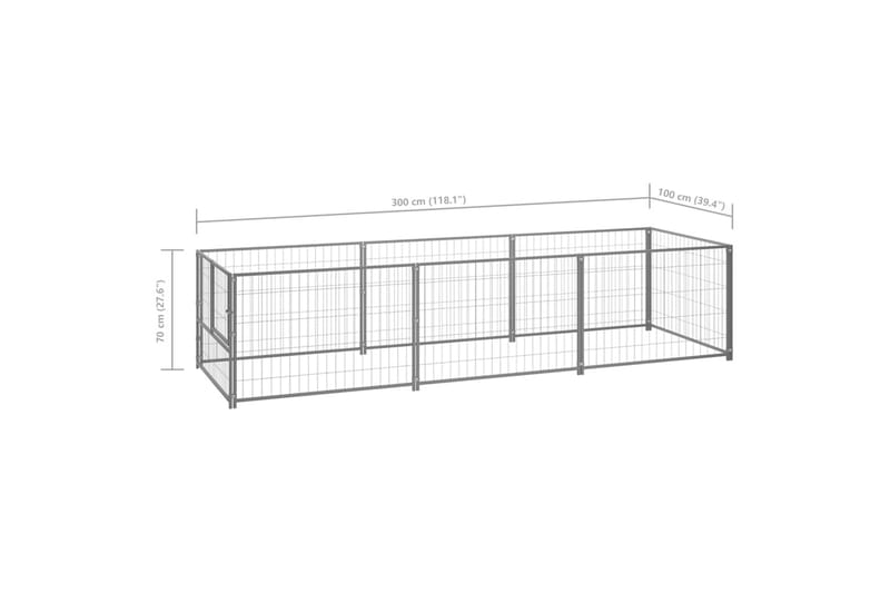 Koiranhäkki hopea 3 m² teräs - Hopea - Koirien kalusteet - Koiraportti & koira-aitaus