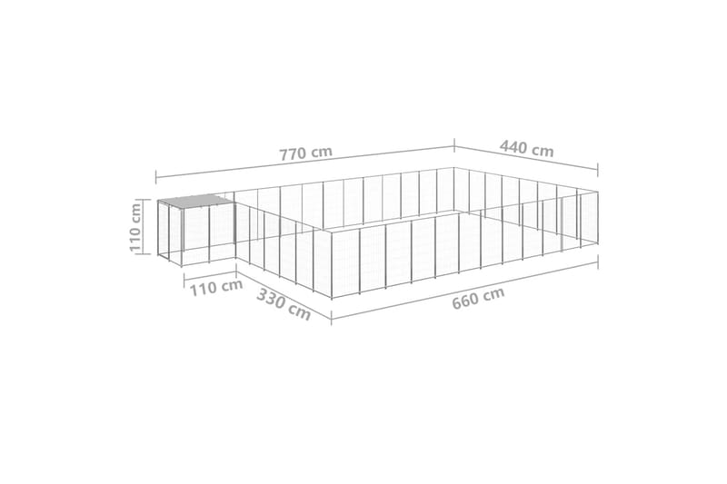 Koiranhäkki hopea 30,25 m² teräs - Hopea - Urheilu & vapaa-aika - Eläimille - Koira - Koirien kalusteet