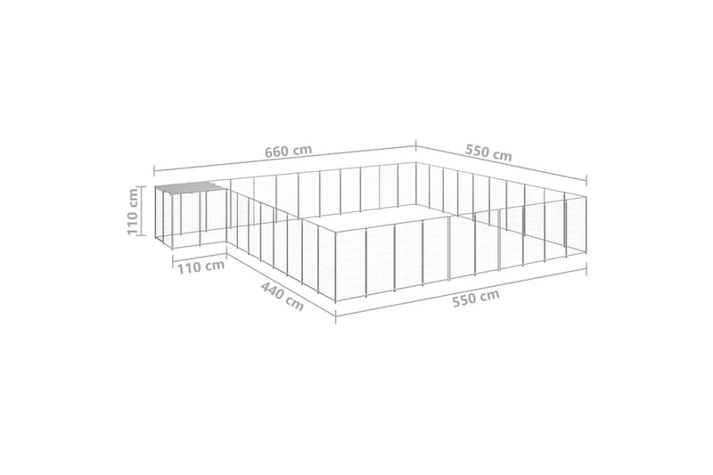 Koiranhäkki hopea 31,46 m² teräs - Hopea - Urheilu & vapaa-aika - Eläimille - Koira - Koirien kalusteet