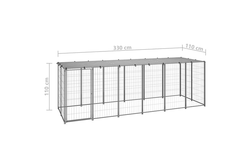 Koiranhäkki hopea 330x110x110 cm teräs - Urheilu & vapaa-aika - Eläimille - Koira - Koirien kalusteet
