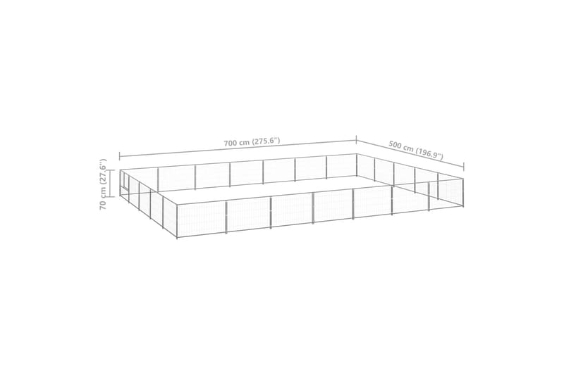 Koiranhäkki hopea 35 m² teräs - Hopea - Urheilu & vapaa-aika - Eläimille - Koira - Koirien kalusteet