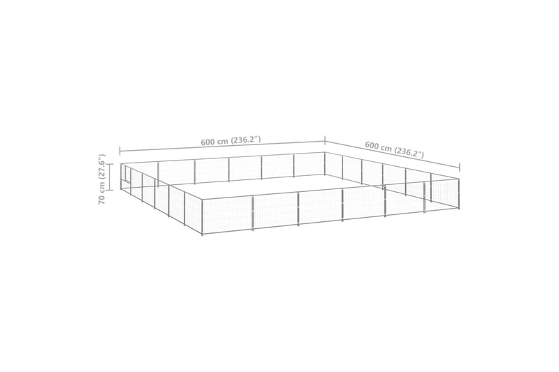 Koiranhäkki hopea 36 m² teräs - Hopea - Koirien kalusteet - Koiraportti & koira-aitaus