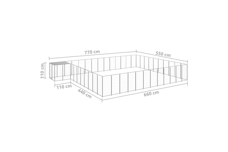 Koiranhäkki hopea 37,51 m² teräs - Hopea - Koirien kalusteet - Koiraportti & koira-aitaus