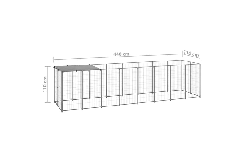 Koiranhäkki hopea 4,84 m² teräs - Hopea - Koirien kalusteet - Koiraportti & koira-aitaus