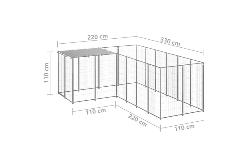 Koiranhäkki hopea 4,84 m² teräs - Hopea - Koirien kalusteet - Koiraportti & koira-aitaus