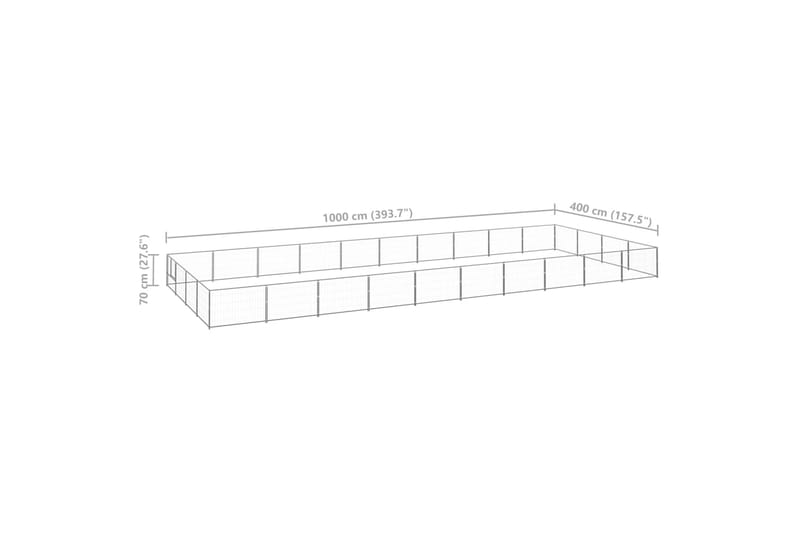 Koiranhäkki hopea 40 m² teräs - Hopea - Koirien kalusteet - Koiraportti & koira-aitaus