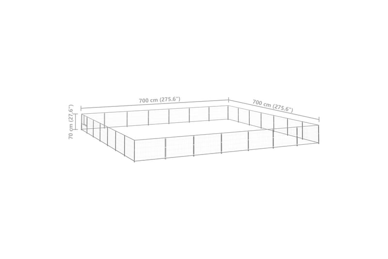 Koiranhäkki hopea 49 m² teräs - Hopea - Koirien kalusteet - Koiraportti & koira-aitaus