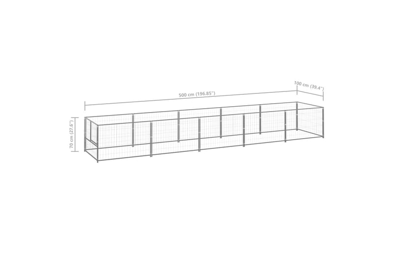 Koiranhäkki hopea 5 m² teräs - Hopea - Koirien kalusteet - Koiraportti & koira-aitaus