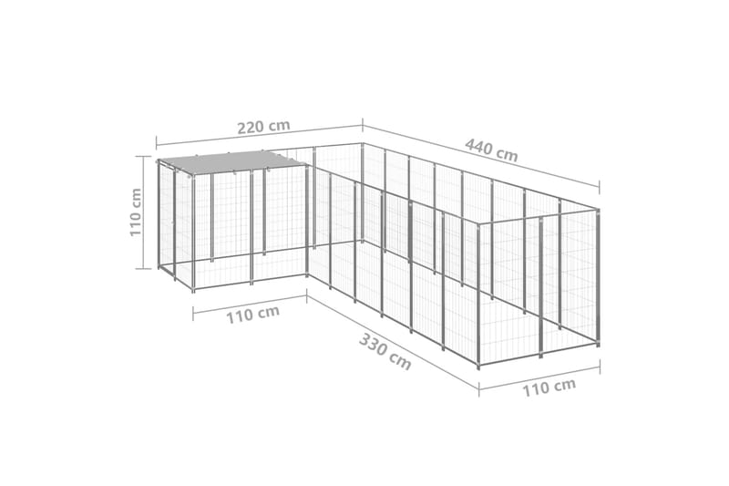 Koiranhäkki hopea 6,05 m² teräs - Hopea - Urheilu & vapaa-aika - Eläimille - Koira - Koirien kalusteet