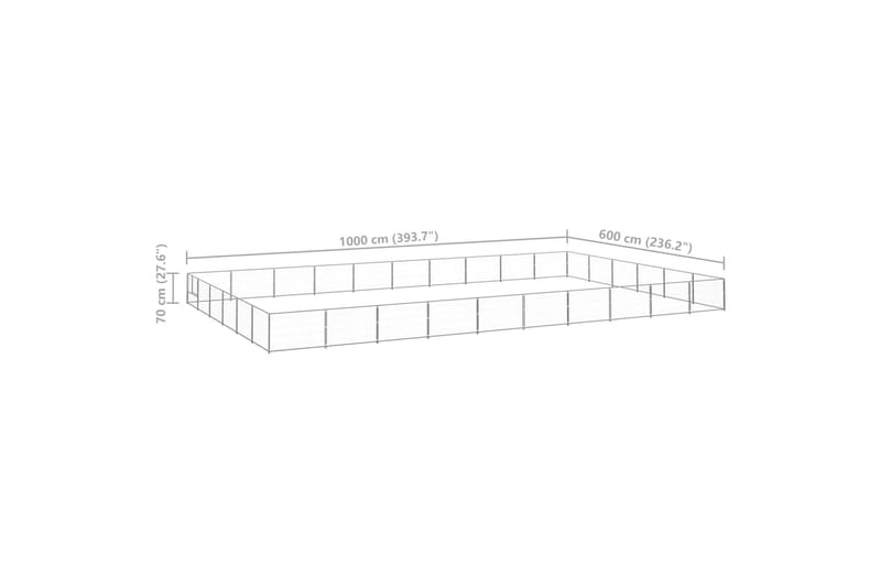 Koiranhäkki hopea 60 m² teräs - Hopea - Koirien kalusteet - Koiraportti & koira-aitaus