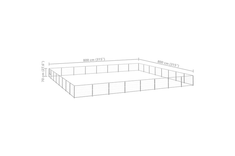 Koiranhäkki hopea 64 m² teräs - Hopea - Urheilu & vapaa-aika - Eläimille - Koira - Koirien kalusteet