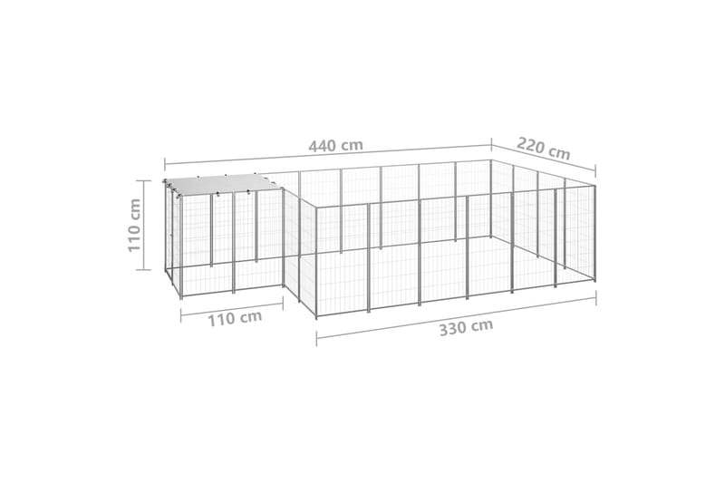 Koiranhäkki hopea 8,47 m² teräs - Hopea - Koirien kalusteet - Koiraportti & koira-aitaus