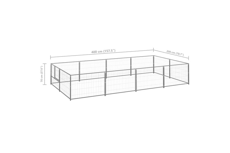 Koiranhäkki hopea 8 m² teräs - Hopea - Urheilu & vapaa-aika - Eläimille - Koira - Koirien kalusteet