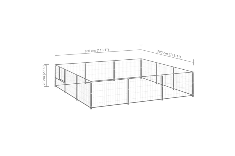 Koiranhäkki hopea 9 m² teräs - Hopea - Urheilu & vapaa-aika - Eläimille - Koira - Koirien kalusteet