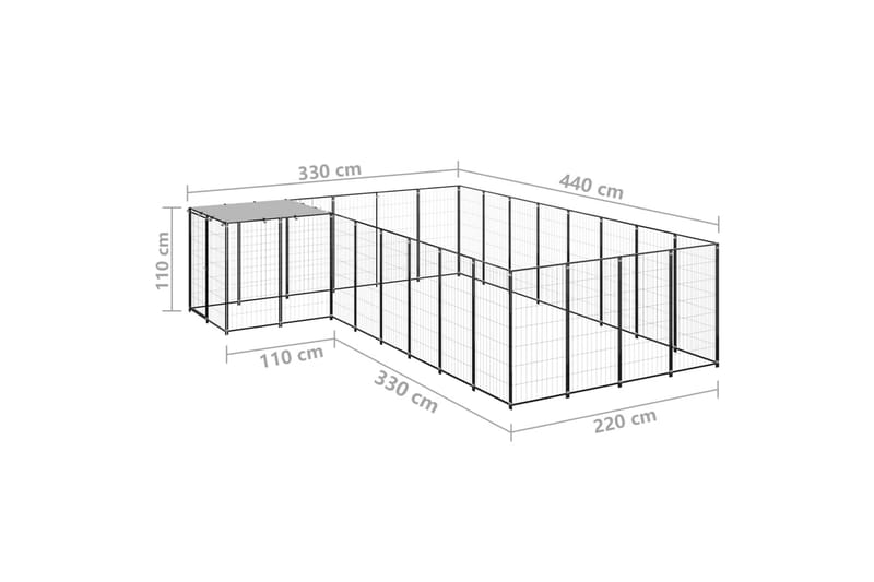 Koiranhäkki musta 10,89 m² teräs - Musta - Urheilu & vapaa-aika - Eläimille - Koira - Koirien kalusteet