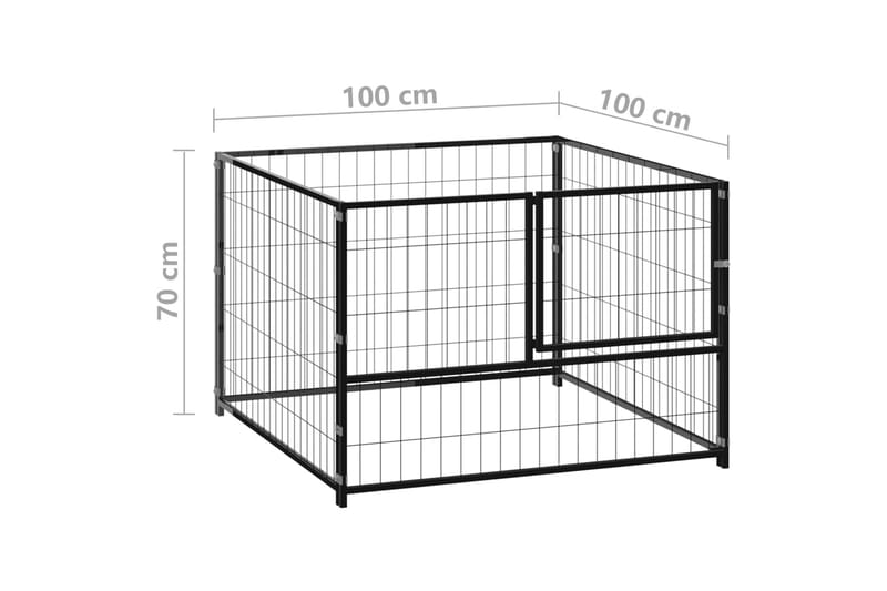 Koiranhäkki musta 100x100x70 cm teräs - Musta - Urheilu & vapaa-aika - Eläimille - Koira - Koirien kalusteet