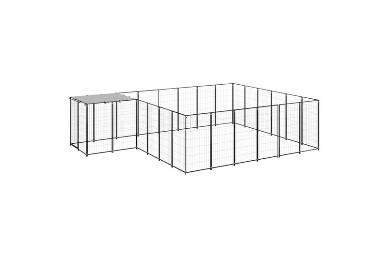 Koiranhäkki musta 12,1 m² teräs - Musta - Urheilu & vapaa-aika - Eläimille - Koira - Koirien kalusteet