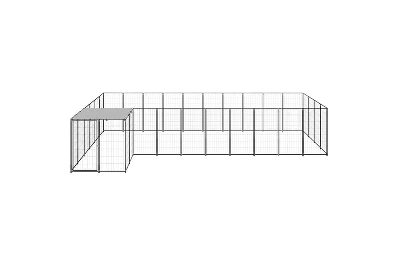 Koiranhäkki musta 13,31 m² teräs - Musta - Koirien kalusteet - Koiraportti & koira-aitaus