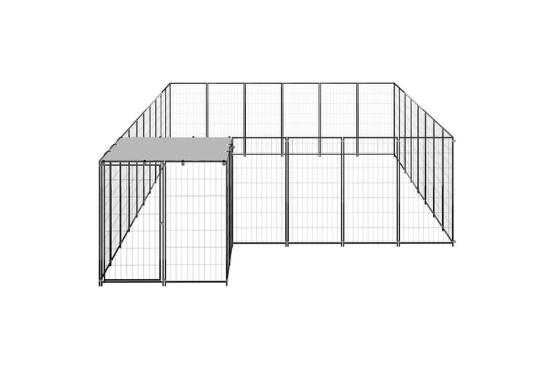 Koiranhäkki musta 15,73 m² teräs - Musta - Koirien kalusteet - Koiraportti & koira-aitaus