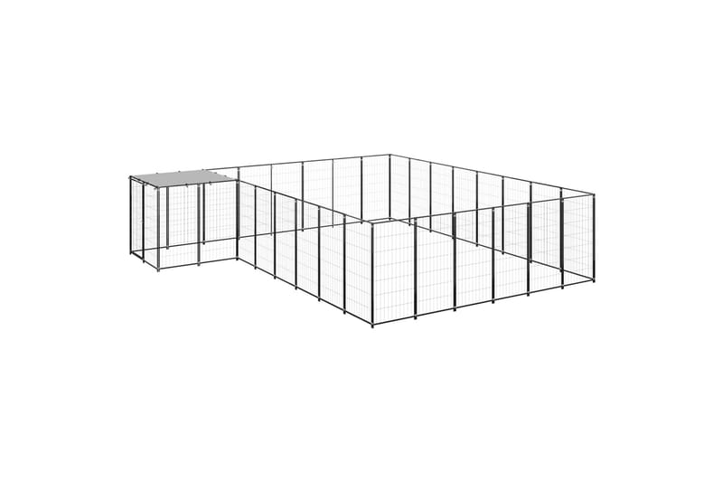 Koiranhäkki musta 15,73 m² teräs - Musta - Urheilu & vapaa-aika - Eläimille - Koira - Koirien kalusteet