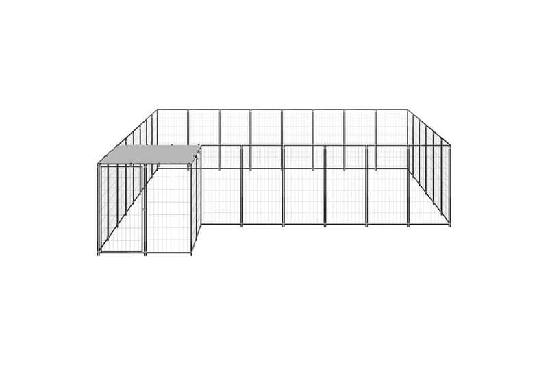 Koiranhäkki musta 15,73 m² teräs - Musta - Koirien kalusteet - Koiraportti & koira-aitaus