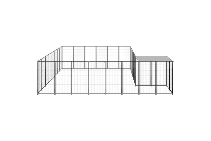 Koiranhäkki musta 15,73 m² teräs - Musta - Koirien kalusteet - Koiraportti & koira-aitaus