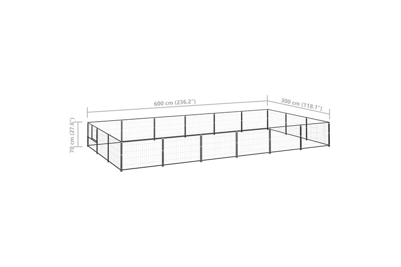 Koiranhäkki musta 18 m² teräs - Musta - Koirien kalusteet - Koiraportti & koira-aitaus