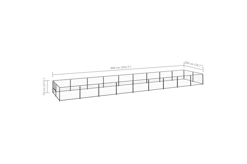 Koiranhäkki musta 18 m² teräs - Musta - Koirien kalusteet - Koiraportti & koira-aitaus