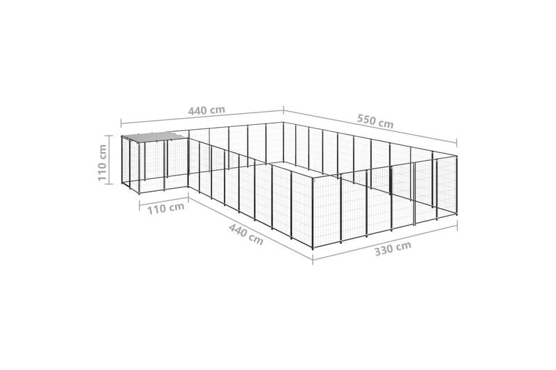 Koiranhäkki musta 19,36 m² teräs - Musta - Urheilu & vapaa-aika - Eläimille - Koira - Koirien kalusteet