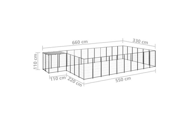 Koiranhäkki musta 19,36 m² teräs - Musta - Urheilu & vapaa-aika - Eläimille - Koira - Koirien kalusteet