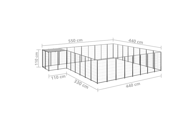 Koiranhäkki musta 20,57 m² teräs - Musta - Urheilu & vapaa-aika - Eläimille - Koira - Koirien kalusteet