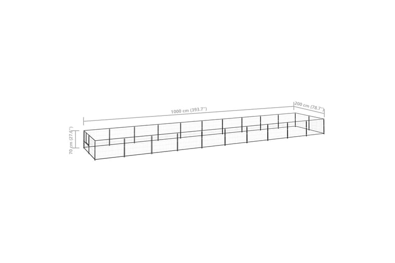Koiranhäkki musta 20 m² teräs - Musta - Urheilu & vapaa-aika - Eläimille - Koira - Koirien kalusteet