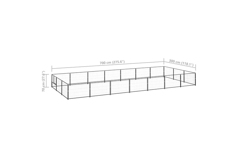 Koiranhäkki musta 21 m² teräs - Musta - Urheilu & vapaa-aika - Eläimille - Koira - Koirien kalusteet
