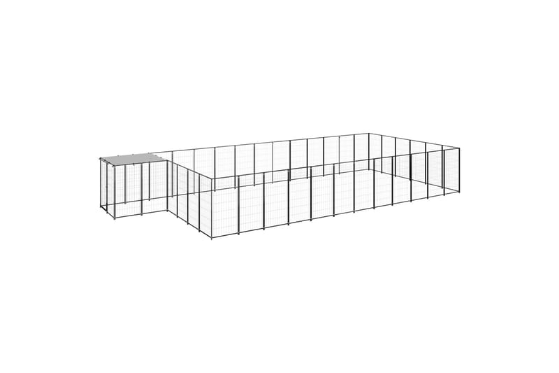 Koiranhäkki musta 22,99 m² teräs - Musta - Urheilu & vapaa-aika - Eläimille - Koira - Koirien kalusteet