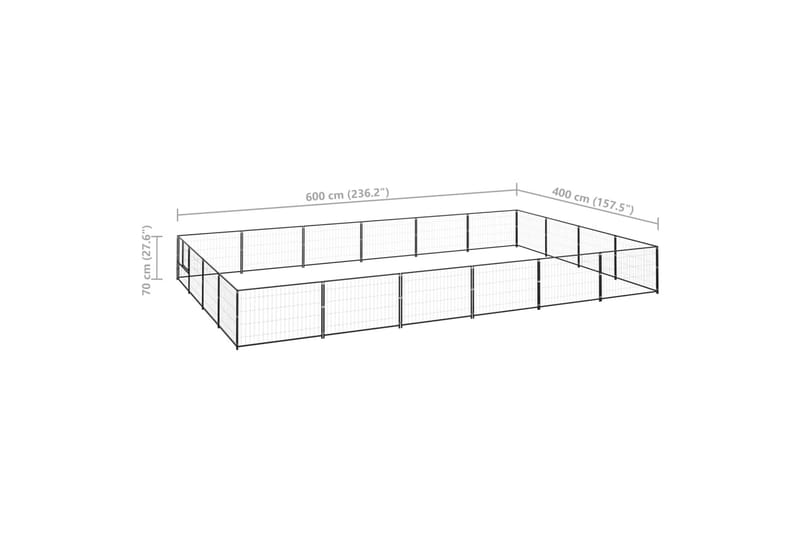Koiranhäkki musta 24 m² teräs - Musta - Urheilu & vapaa-aika - Eläimille - Koira - Koirien kalusteet