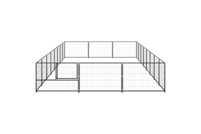 Koiranhäkki musta 24 m² teräs - Musta - Koirien kalusteet - Koiraportti & koira-aitaus