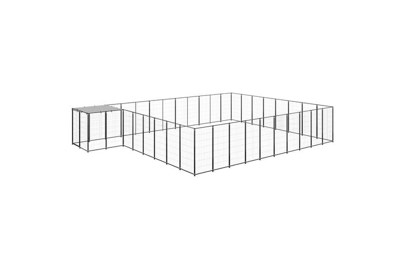 Koiranhäkki musta 25,41 m² teräs - Musta - Urheilu & vapaa-aika - Eläimille - Koira - Koirien kalusteet