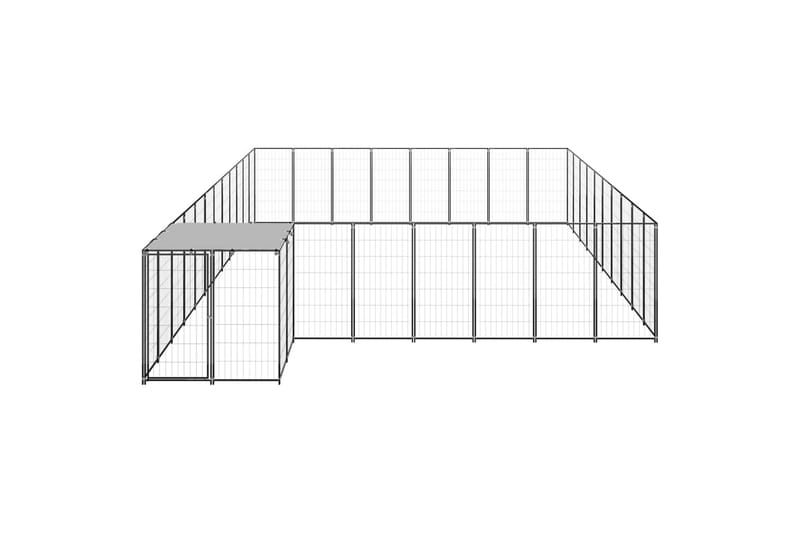 Koiranhäkki musta 25,41 m² teräs - Musta - Koirien kalusteet - Koiraportti & koira-aitaus